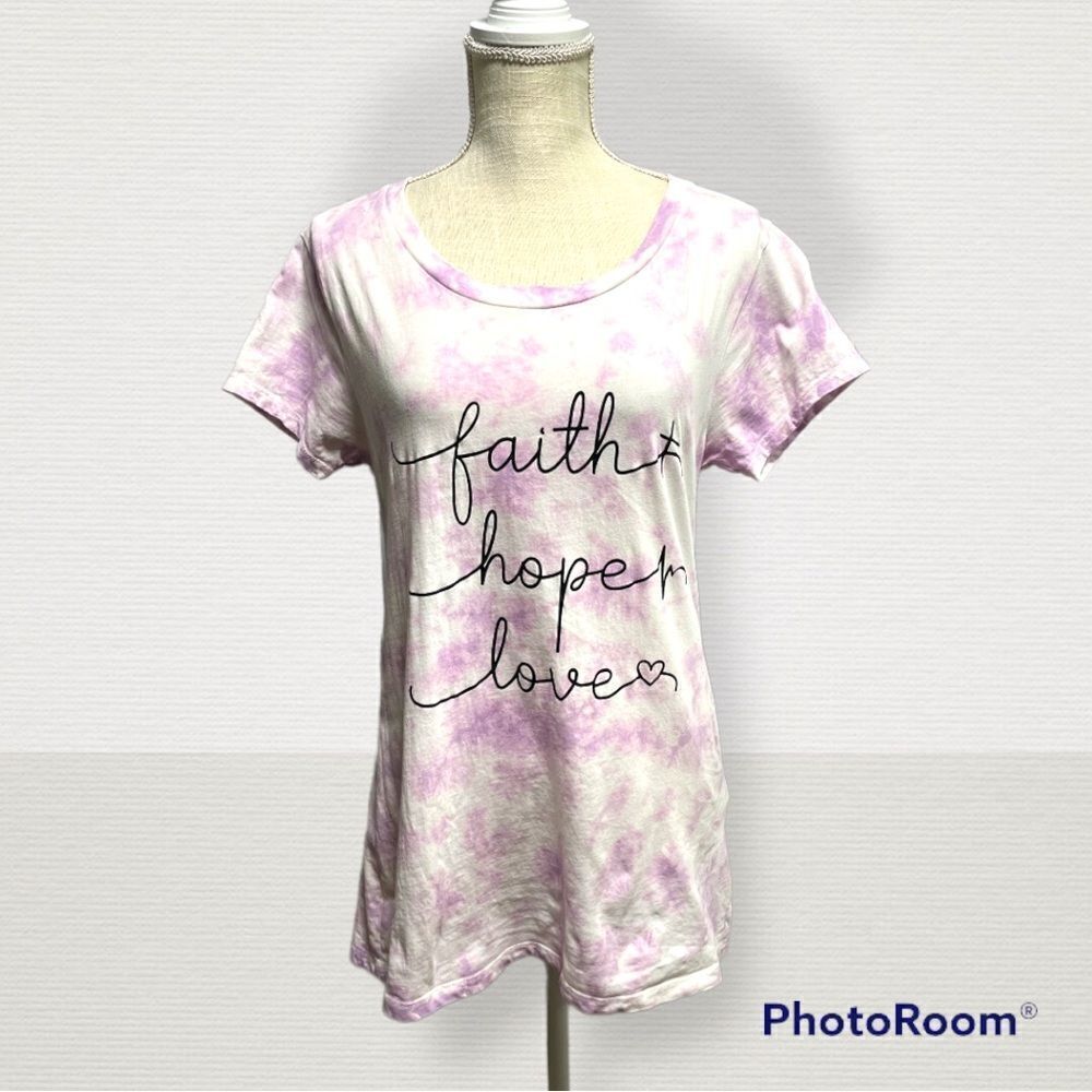 Luv LA Faith Hope Love lavender white short sleeves t-shirt